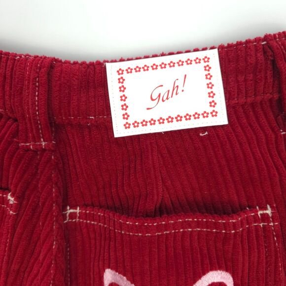 LISA SAYS GAH Dylan Pant Corduroy Cherry Red Bows Coquette Streetwear Girly Boho - Picture 4 of 11